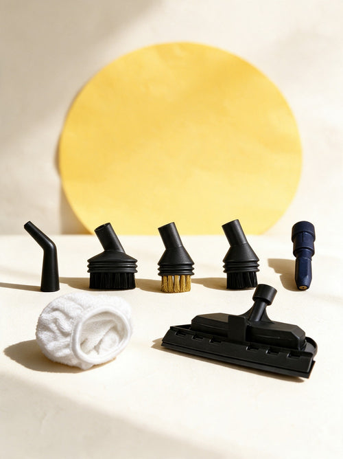 Kit sols et vitres Vapora : tête large, bonnette microfibre, brosses et buses